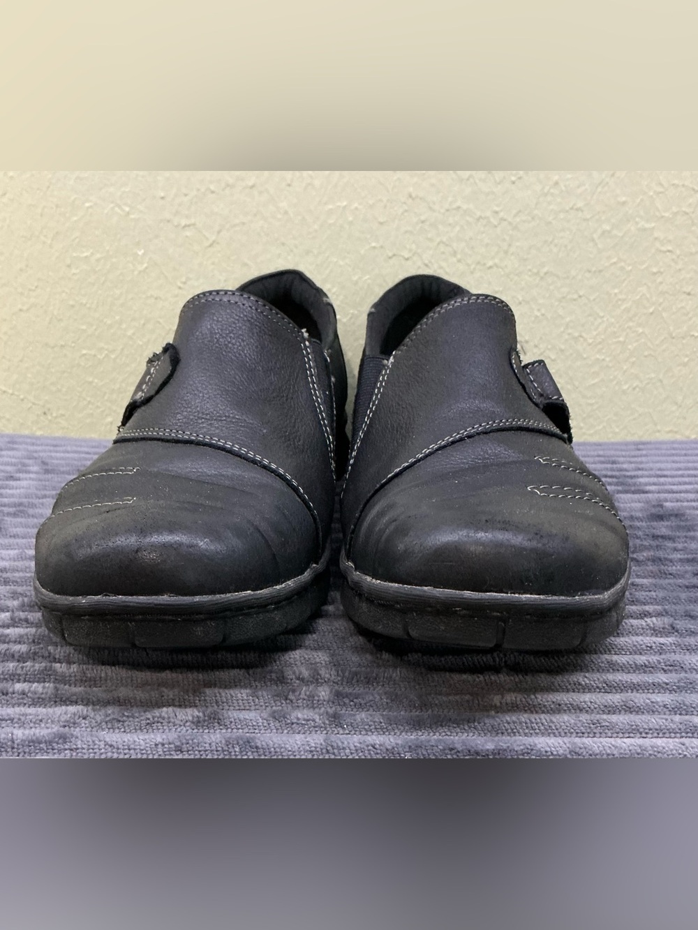 Earth Origins Naya Black Leather Flats Comfort Loafer Gorpcore Granolachic Sz 10 - Picture 2 of 10